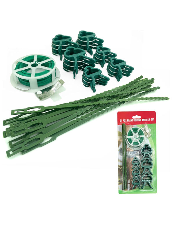 31-Piece Garden Tools Set with Reusable Twist Ties – Strong, Flexible Plant Support Straps for Plants, Flowers & Gardens