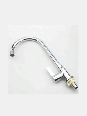 Single Cold 4-Point Interface Rotating Kitchen Sink Faucet – Stainless Steel Chrome Plated | කිත්චන් සින්ක් ටැප්