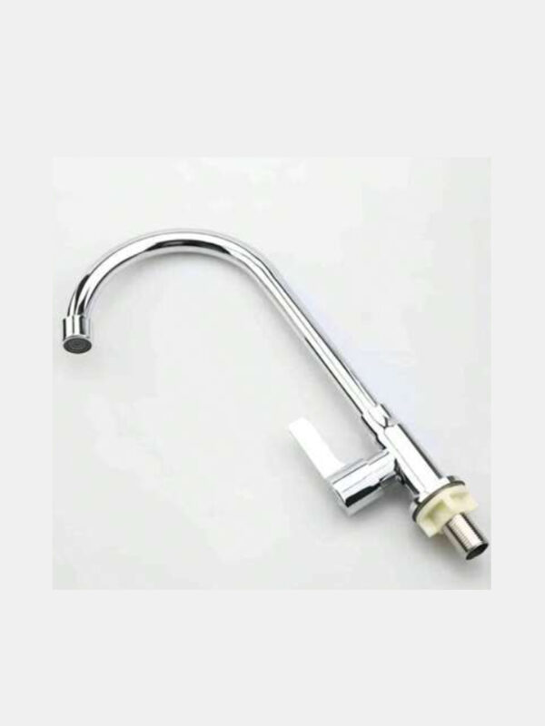 Single Cold 4-Point Interface Rotating Kitchen Sink Faucet – Stainless Steel Chrome Plated | කිත්චන් සින්ක් ටැප්