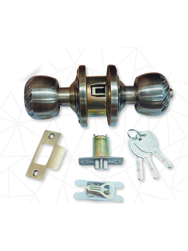 Premium Quality Round Lock – Antique Brass Color | Universal Wooden Door Lock | අත්දැකිය හැකි රවුම් ලෝක්