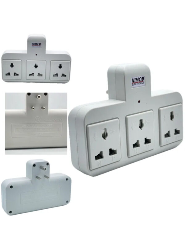 Multi-Plug Wall Socket Adapter – 5A 3-Way Universal Outlet | Travel Adapter | බහු සූදානම් සොකට්