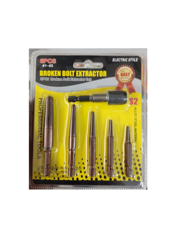 6-Piece Bolt Remover HSS Hexagonal Handle – Damaged Bolt Extraction Tool | බෝල්ට් ඉවත් කිරීමේ උපකරණය