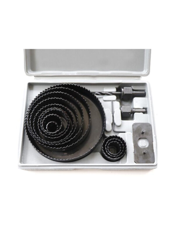 16Pcs Hole Saw Set – Metal & Wood Cutting | 19-127mm | හෝල් සෝ කට්ටලය