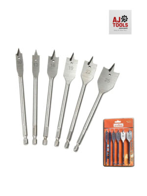 Wood Flat Drill Bit Set – 6-Piece Hex Shank | ලී දැව් බිට් සෙට්